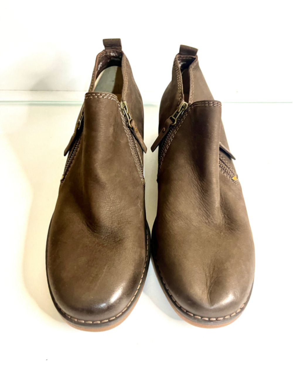 Hush Puppies Mazin Cayto dark brown leather ankle booties women size 12